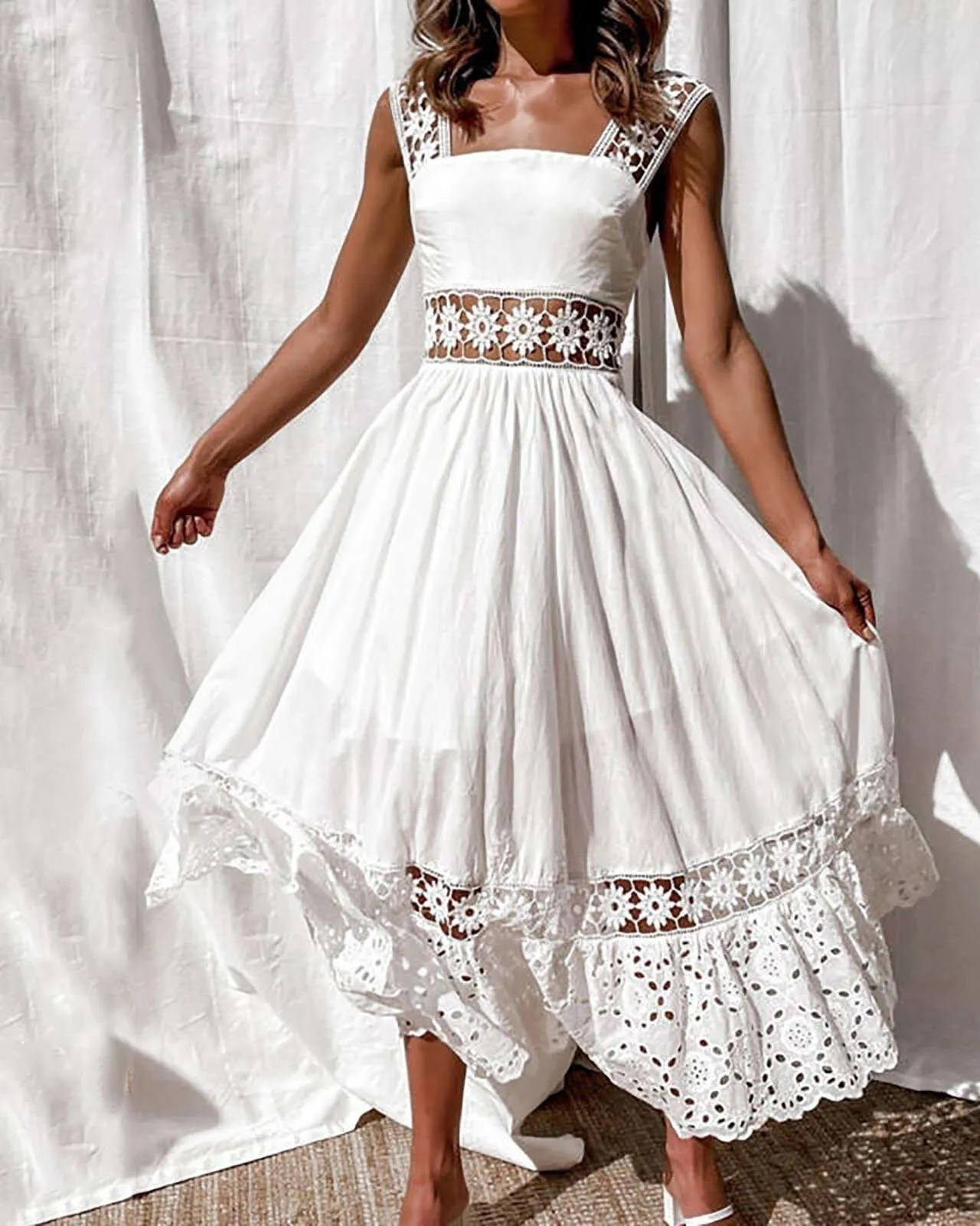 vestido branco midi