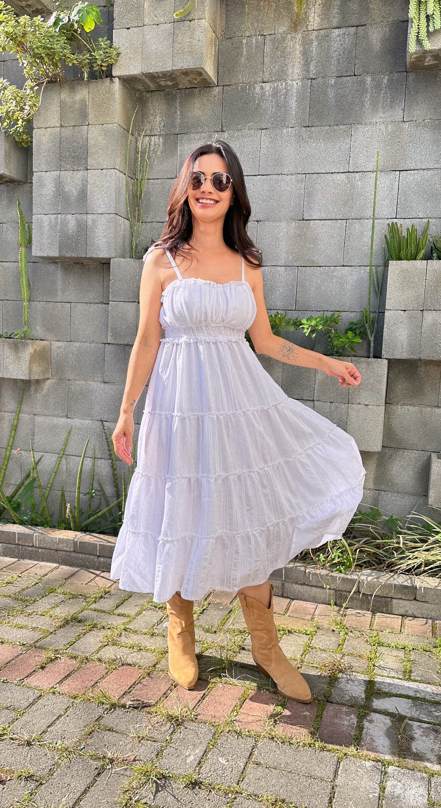 vestido branco midi