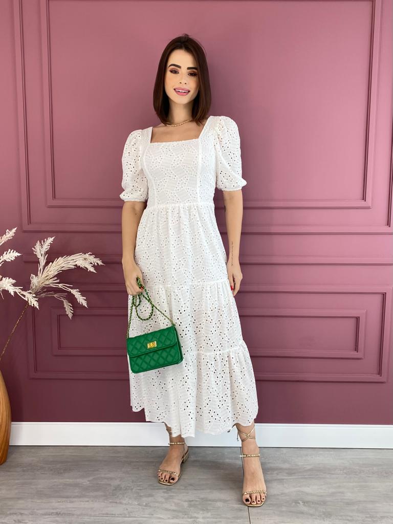 vestido branco midi