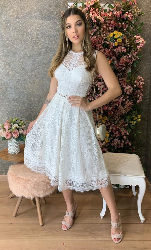 vestido branco midi
