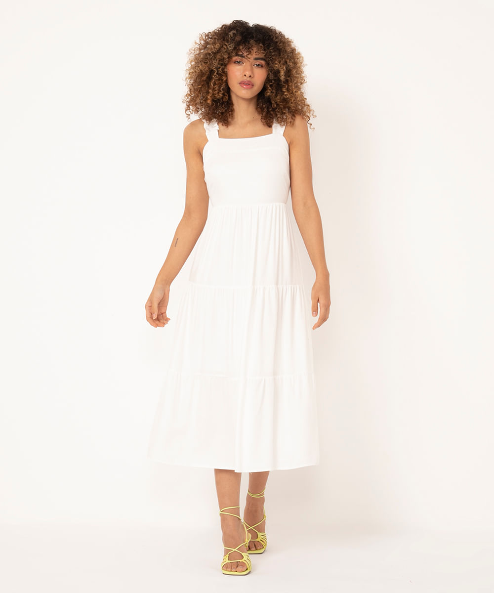 vestido branco midi