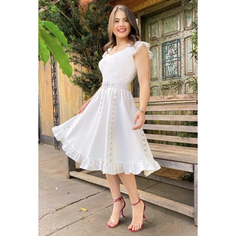 vestido branco midi