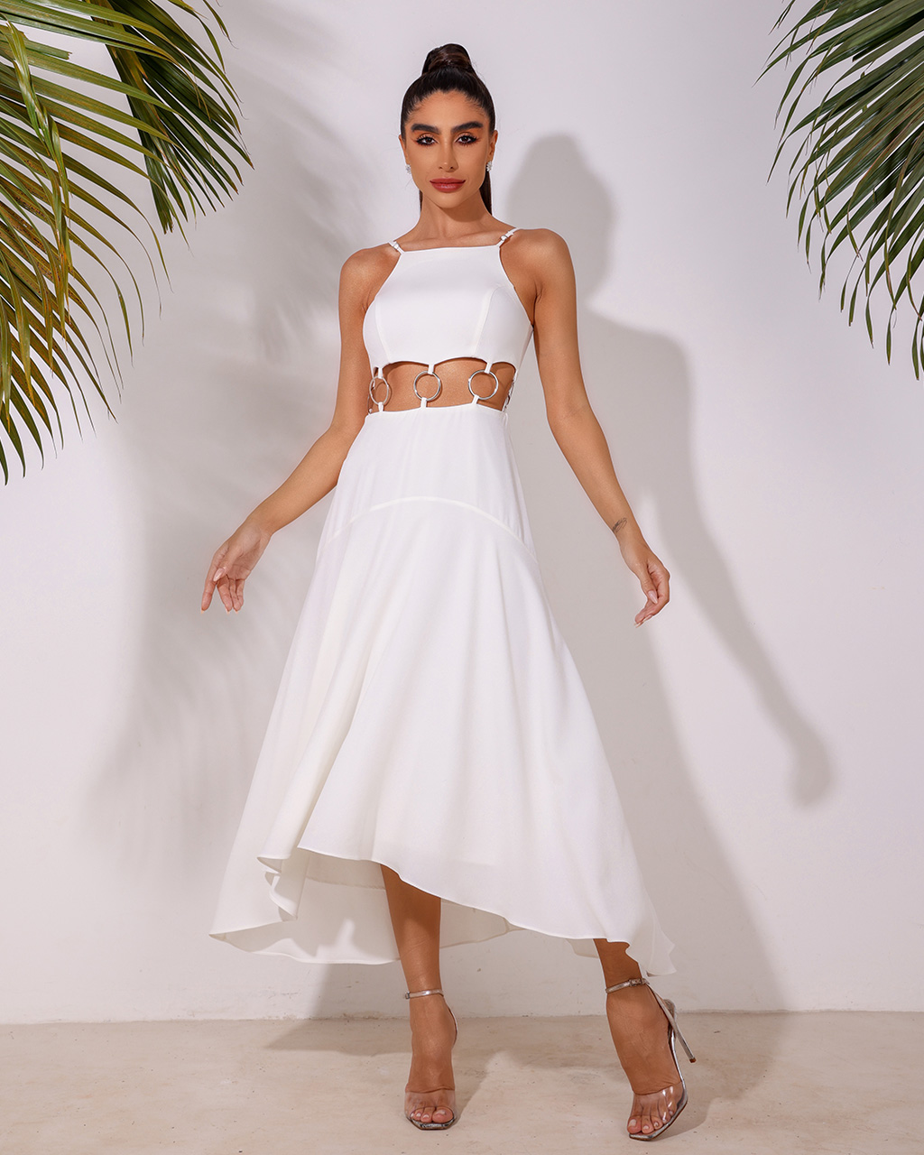 vestido branco midi
