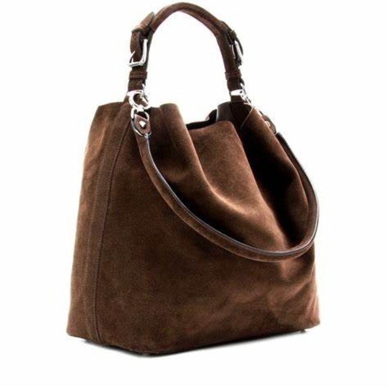 Brown suede shoulder bag