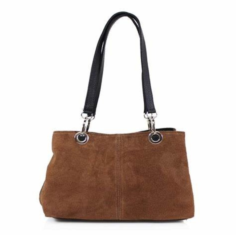 Brown suede shoulder bag