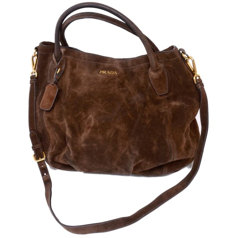 Brown suede shoulder bag