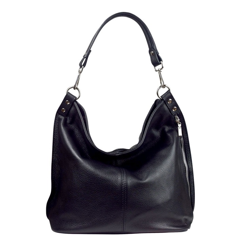 Black leather shoulder bag